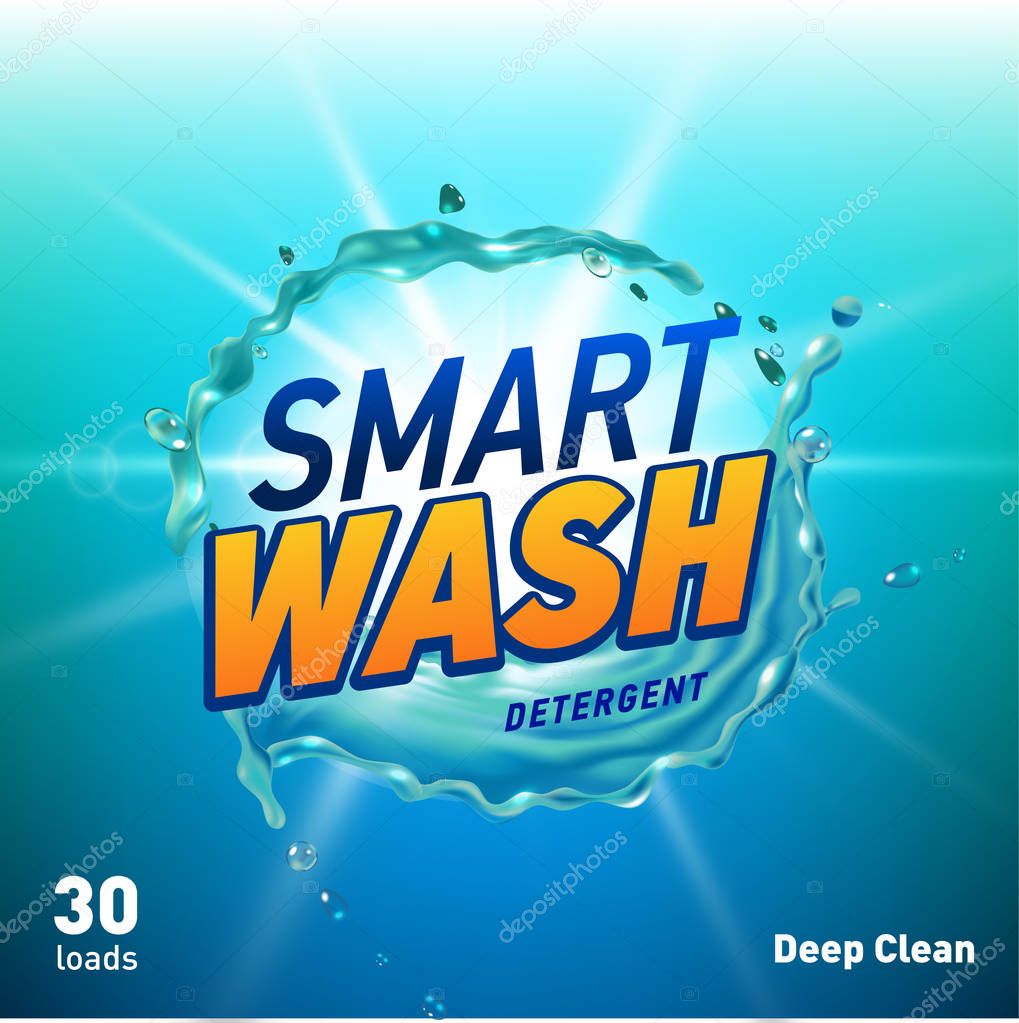 Creative laundry detergent concept packaging design template. Vector illustration