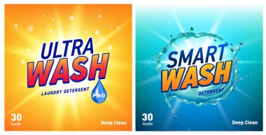 yaratıcı Çamaşırhane deterjan konsept tasarım şablonu kümesi ambalaj