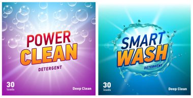 yaratıcı Çamaşırhane deterjan konsept tasarım şablonu kümesi ambalaj