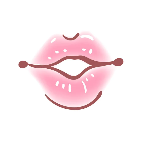 Lippen kussen. Vectorpatch, sticker geïsoleerd op wit. Cool sexy rood gekust. Selphie tekenfilm Teken voor afdruk, in strips, Mode, pop art, retro stijl jaren 80-90 — Stockvector