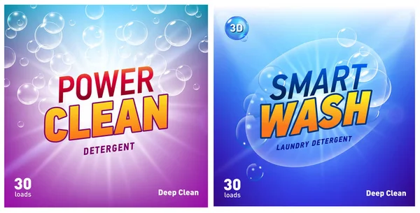 yaratıcı Çamaşırhane deterjan konsept tasarım şablonu kümesi ambalaj