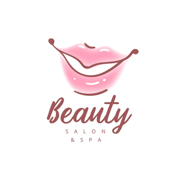 Illustration av färgglada womens läppar. Abstrakta vector tecken Logotypdesign. Trendiga koncept för kosmetika produkten, kosmetologi förfaranden, läppstift etikett, skönhetssalong, makeup stylist. — Stock vektor