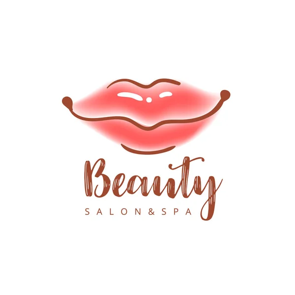 Ilustración de labios coloridos de mujer. Diseño de signo de logotipo vectorial abstracto. Concepto de moda para salón de belleza, producto cosmético, etiqueta de lápiz labial, procedimientos de cosmetología, estilista de maquillaje . — Vector de stock