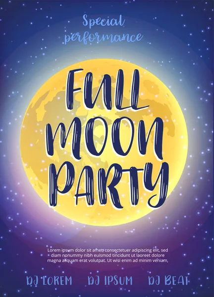 Full Moon Beach parti el ilanı. Vektör tasarım Eps 10 — Stok Vektör