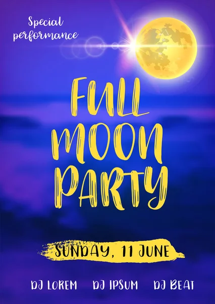 "Full Moon Beach Party Flyer". Progettazione vettoriale EPS 10 — Vettoriale Stock