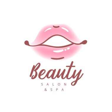 Renkli Bayan dudaklar Illustration. Soyut vektör logo işareti tasarımı. Güzellik salonları, kozmetik ürün, ruj etiket, kozmetik prosedürler, makyaj stilist moda kavramı.