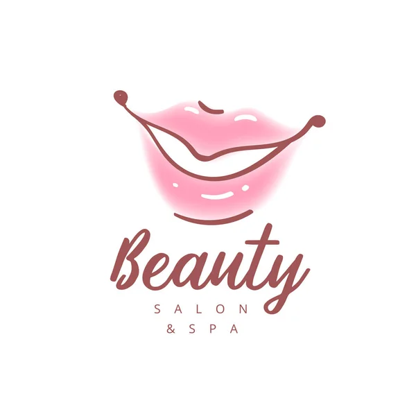 Illustration of colorful womens lips. Abstract vector logo sign design. Trendy concept for beauty salon, cosmetics product, lipstick label, cosmetology procedures, makeup stylist. — Stock Vector