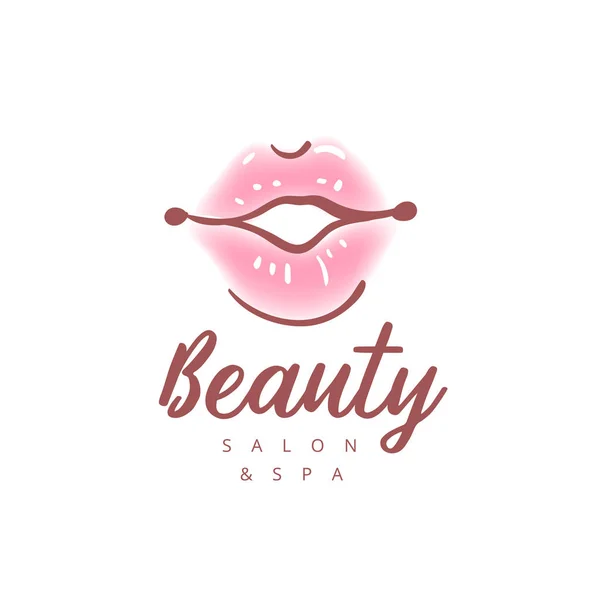 Illustration de lèvres féminines colorées. Conception abstraite de logo vectoriel signe. Concept tendance pour salon de beauté, produit cosmétique, étiquette rouge à lèvres, procédures de cosmétologie, styliste maquillage . — Image vectorielle