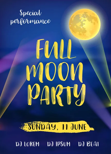 Full Moon Beach Party Flyer. Vector Design Eps 10 — Stockvector