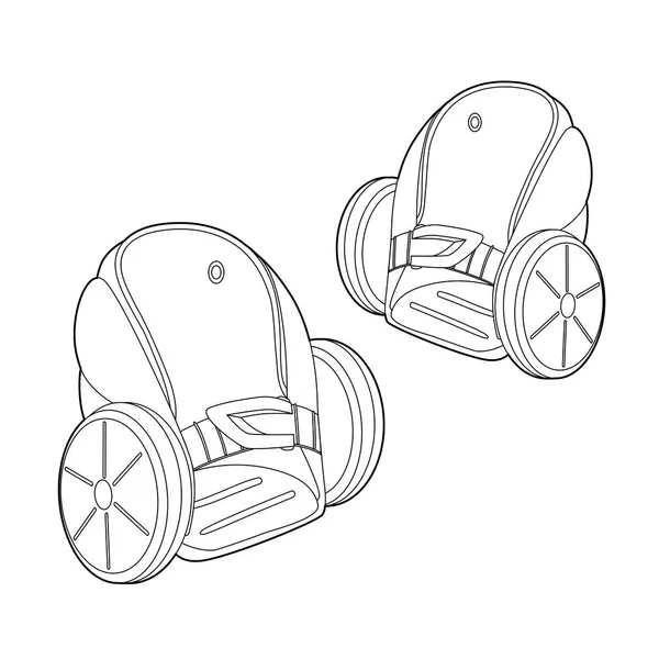 Twee wielen elektrische roller scates pictogram. Illustratie van twee wielen elektrische roller scate vector icon voor web overzicht — Stockvector