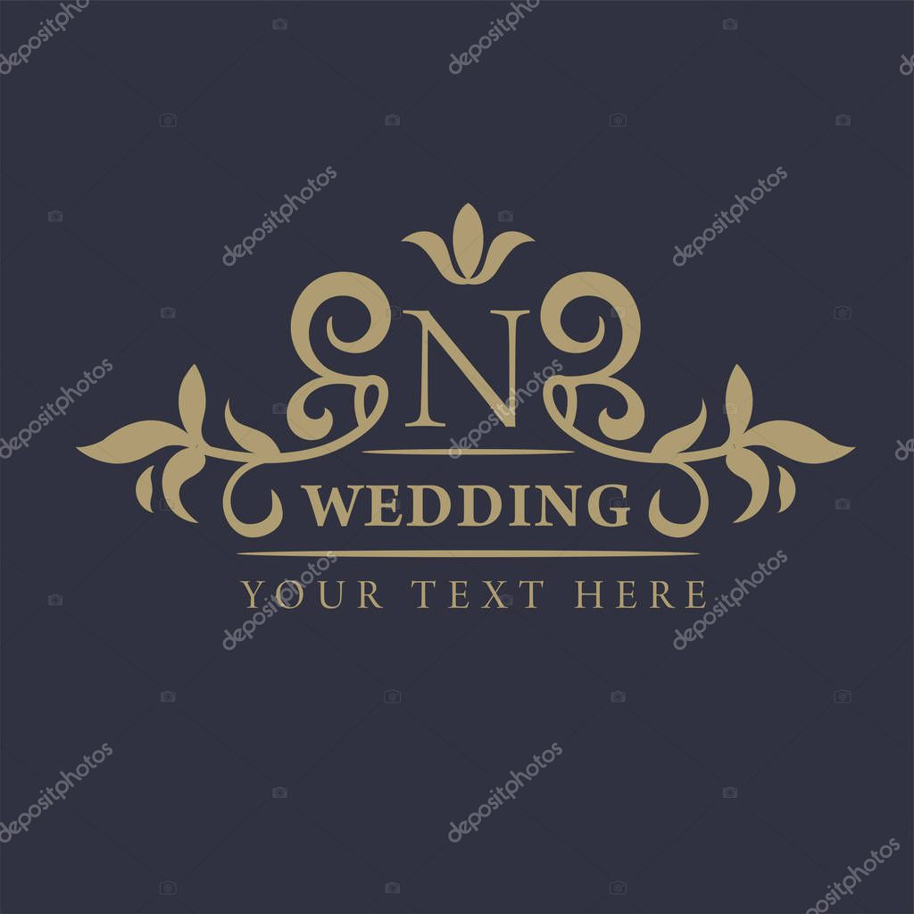 Vector illustration. Monogram design elements, graceful template. Calligraphic elegant line art logo design. Letter M. Business sign for Royalty, Boutique, Cafe, Hotel, Heraldic, Jewelry Wine