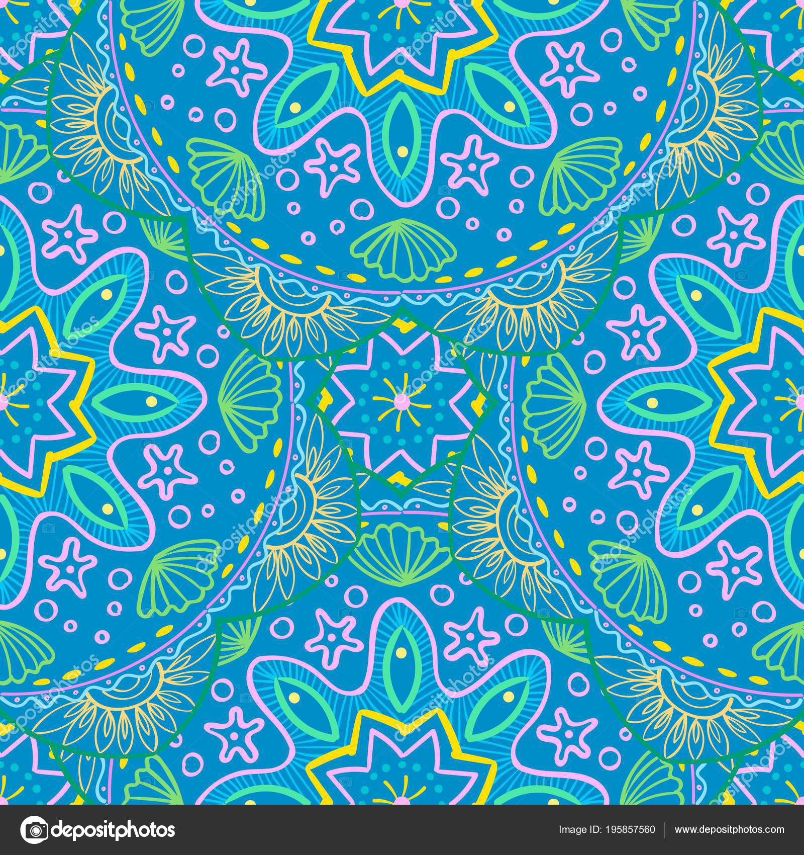 Download Seamless pattern with beach mandala. Ethnic mandala with ...