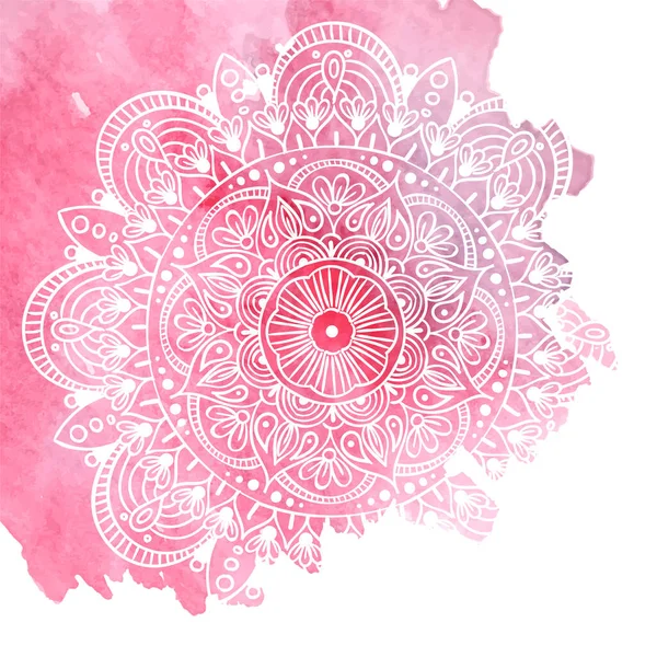 Mandala à gradient rond sur fond blanc isolé. Mandala vectoriel boho aux couleurs vert et rose. Mandala à motifs floraux. Modèle de yoga — Image vectorielle