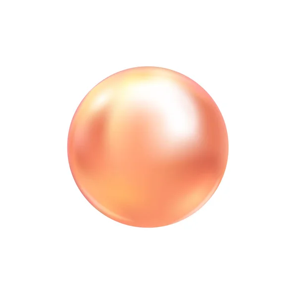 Ilustración vectorial de una sola perla de ostra de mar rosa natural brillante con efectos de luz aislados sobre fondo blanco. Hermosa perla realista brillante 3D para accesorios de lujo . — Archivo Imágenes Vectoriales