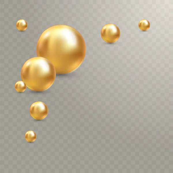 Illustrazione vettoriale per il tuo design. Lusso bella brillanti gioielli sfondo con perle d'oro vettoriale illustrazione. Belle perle naturali lucide. Con riflessi e riflessi trasparenti per — Vettoriale Stock