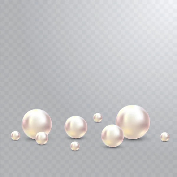 Illustration vectorielle pour votre design. Luxe beau fond de bijoux brillant avec illustration vectorielle de perles blanches. Belles perles naturelles brillantes. Avec des reflets et des reflets transparents pour — Image vectorielle