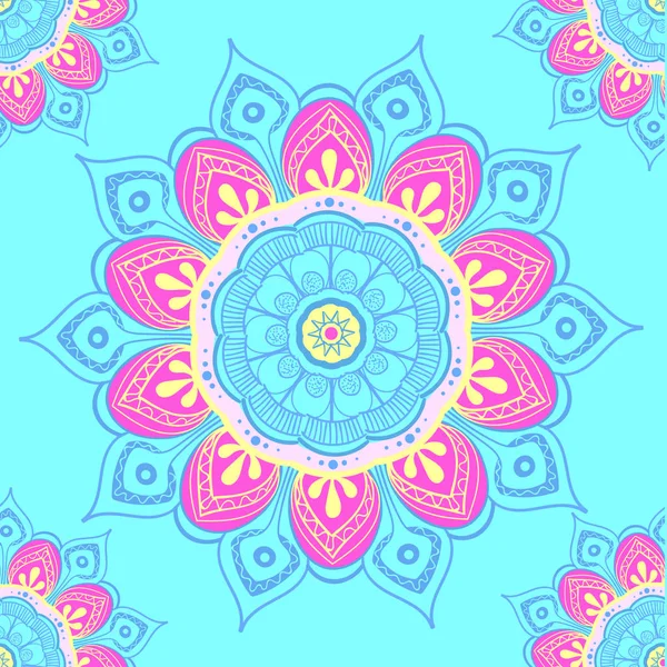 Nahtloses Muster mit indischem Mandala. Vintage dekorative Elemente. Handgezeichneter Hintergrund. islam, arabisch, indisch, osmanisch. perfekt für den Druck auf Stoff oder Papier. — Stockvektor