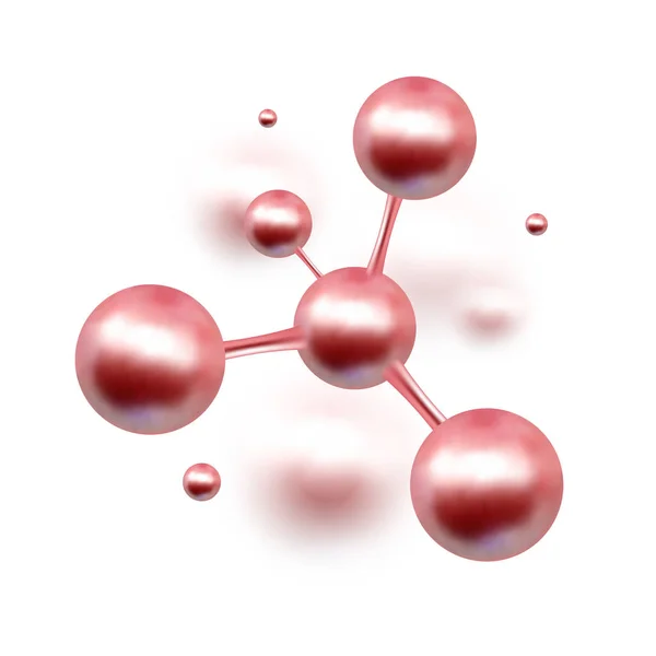 Ilustración 3d del modelo de molécula. Ciencia o antecedentes médicos con moléculas y átomos. Antecedentes médicos para pancarta o volante. Estructura molecular con partículas esféricas rojas . — Archivo Imágenes Vectoriales