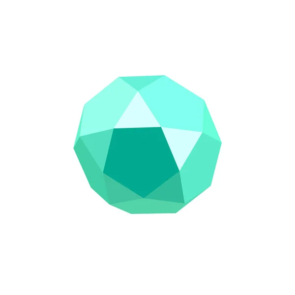 Light green icosadodecahedron on white background. Jewellery stone. Icosahedron, dodecahedron. Abstract geometric shape. Vector illustration. — Stock vektor