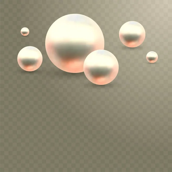 Vektor-Illustration für Ihr Design. Luxus schönen glänzenden Schmuck Hintergrund mit rosa Perlen auf transparentem Hintergrund. schöne glänzende natürliche Perlen. mit transparenten Blicken und Akzenten — Stockvektor