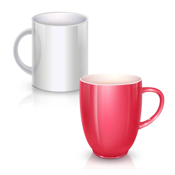 Набор векторной чашки для чая или кофе. Керамическая чашка на белом фоне . — стоковый вектор