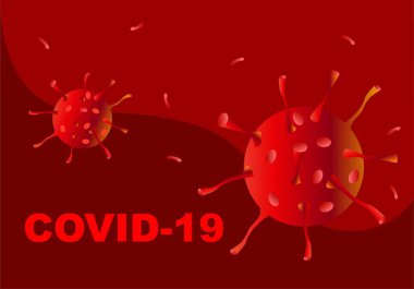 Kandaki virüs. Kırmızı bayrak. Covid -19. Coronavirus 2019-nCoV. Corona virüs simgesi.