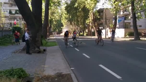 Scontri Tra Polizia Manifestanti Nelle Strade Santiago — Video Stock