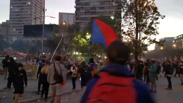 Lugar Santiago Chile País Chile Fecha Noviembre 2019 Choques Entre — Vídeo de stock