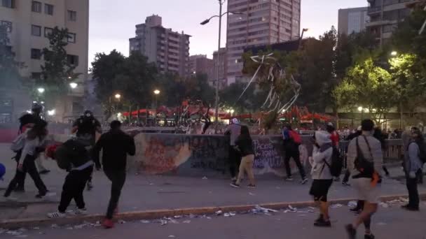 Lugar Santiago Chile País Chile Fecha Noviembre 2019 Choques Entre — Vídeo de stock