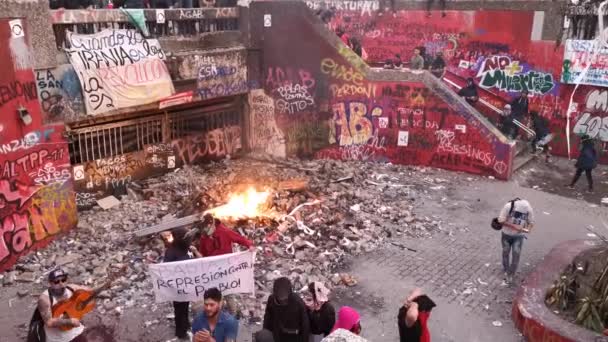 Santiago Chile Ülke Şili Tarihi Kasım 2019 Protestocuların Üçüncü Haftasında — Stok video