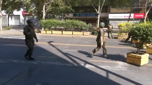Hely Santiago Chile Ország Chile Időpont 2019 November Összecsapások Rendőrség — Stock videók