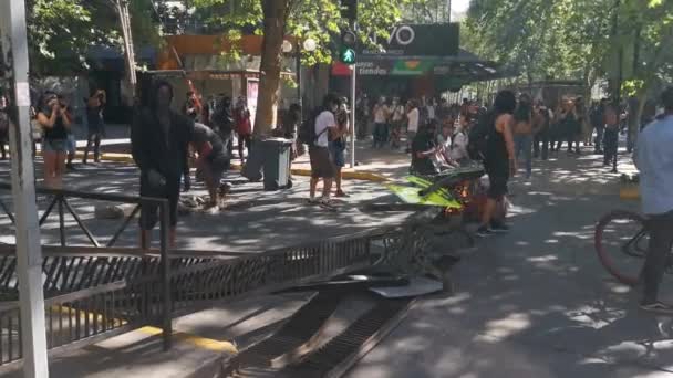 Place Santiago Chile Country Chile Date November 2019 Clashes Police — Stock Video