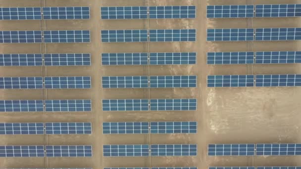 Luftaufnahmen Von Hunderten Solarmodulen Oder Modulen Reihen Sich Entlang Des — Stockvideo