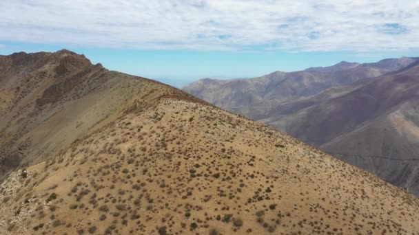 Luchtbeelden Vliegen Rond Valle Cuenca Alta Del Limari Atacama Woestijn — Stockvideo