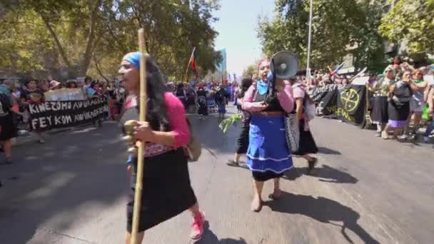 Santiago Chile City Kadınlar Günü Gösterisi Santiago Ülke Şili Mart — Stok video