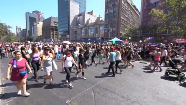 Manifestazione Della Giornata Della Donna Santiago Del Cile Città Santiago — Video Stock