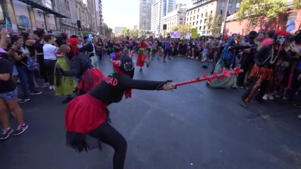 Manifestazione Della Giornata Della Donna Santiago Del Cile Città Santiago — Video Stock