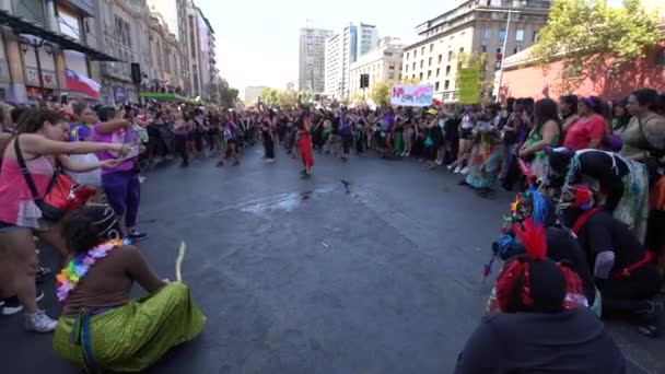 Demonstration Zum Frauentag Santiago Chile Stadt Santiago Land Chile März — Stockvideo