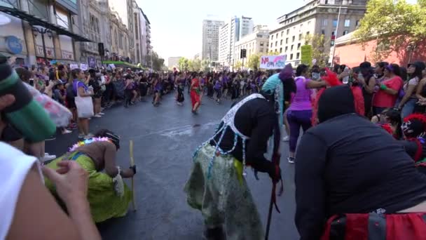 Stadt Santiago Land Chile März 2020 Internationaler Frauentag März Menschen — Stockvideo