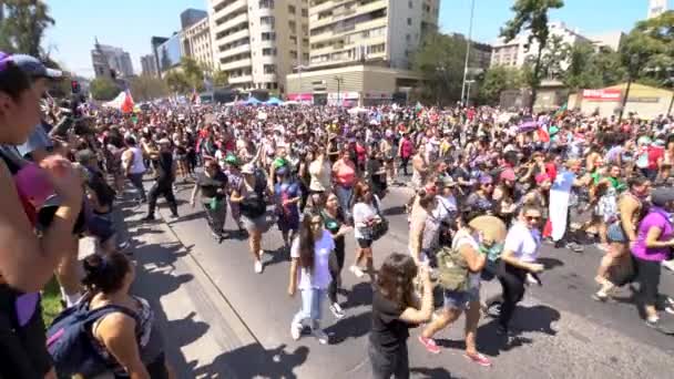 Stad Santiago Land Chili Maart 2020 Internationale Vrouwendag Maart Mensen — Stockvideo