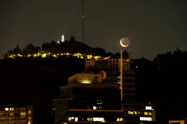Vista Panorâmica Cidade Iluminada Noite — Fotografia de Stock