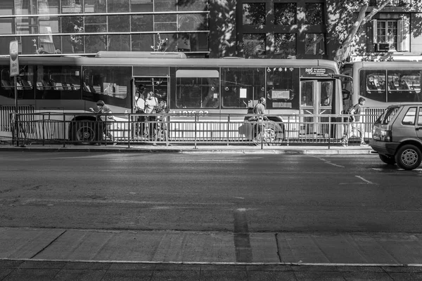 Ciudad Santiago País Chile Marzo 2020 Transporte Público Con Autobuses — Foto de Stock