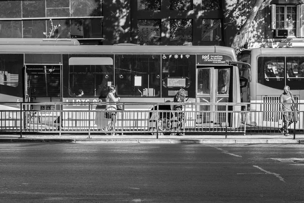 Город Сантьяго Страна Чили Марта 2020 Общественный Транспорт Пустыми Автобусами — стоковое фото