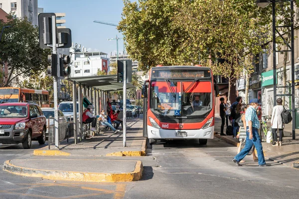 Ciudad Santiago Country Chile Marzo 2020 Transporte Público Con Manguera — Foto de Stock