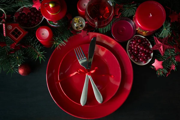 Kerst tafel dekken — Stockfoto