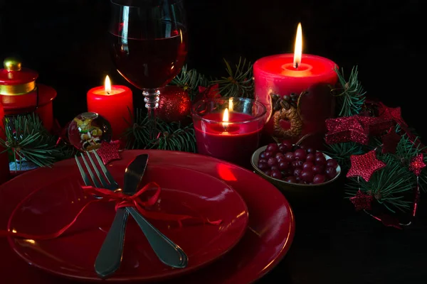 Kerst tafel dekken — Stockfoto