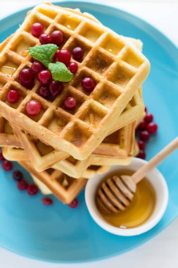 Bal ve cranberries ile Belçika waffle 