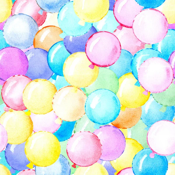 Watercolor balloon pattern. Design for print, card, banner. Hand painting illustration