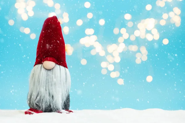 Snowy Noel Gnome Elf Background Christmas Greeting Card Christmas New — Stock Photo, Image