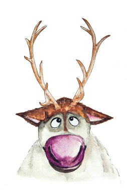Geyik Sven 'in suluboya çizimi. Karikatür karakteri 